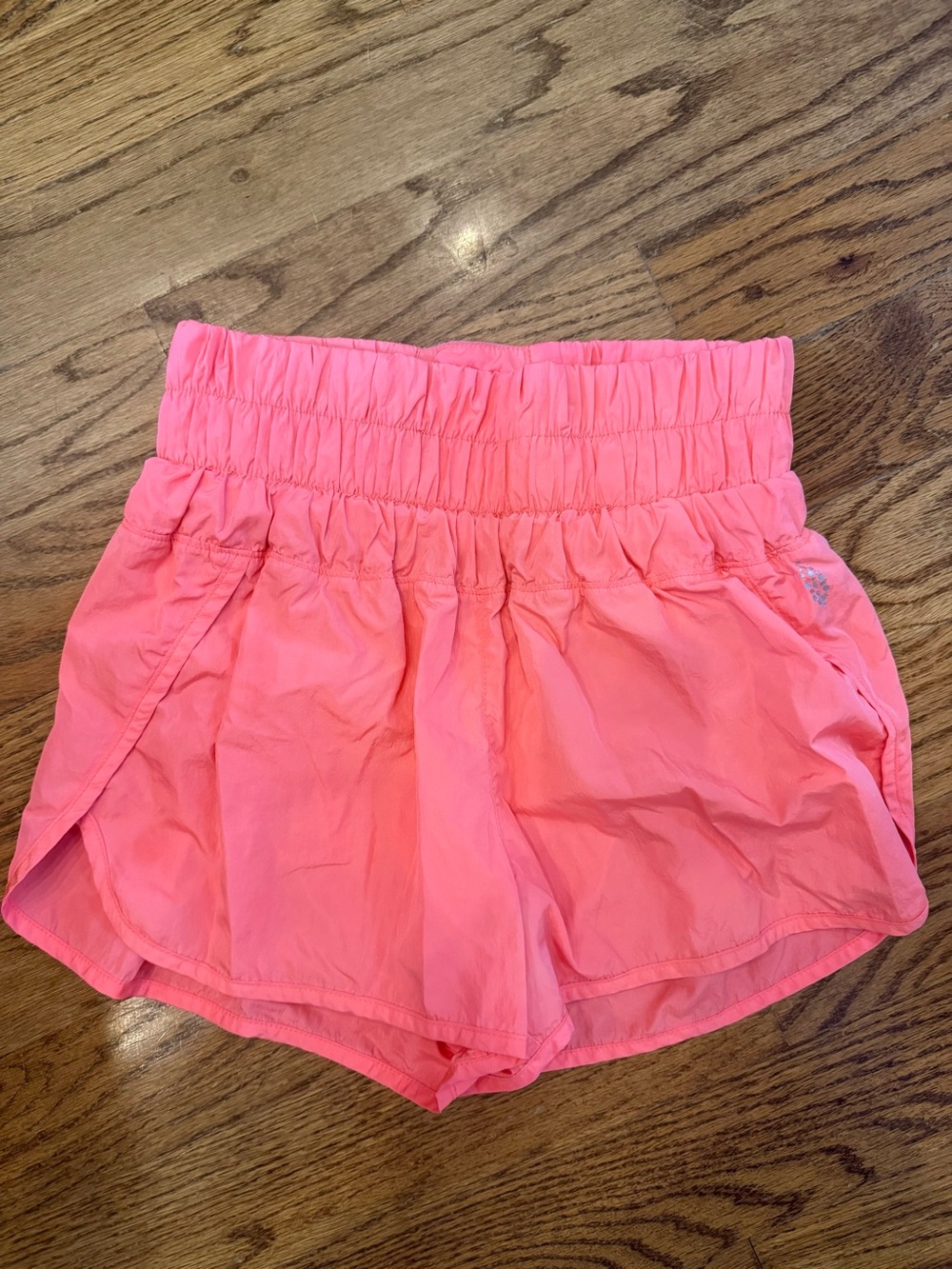 Free People Neon orange High-Waist Elastic Shorts
